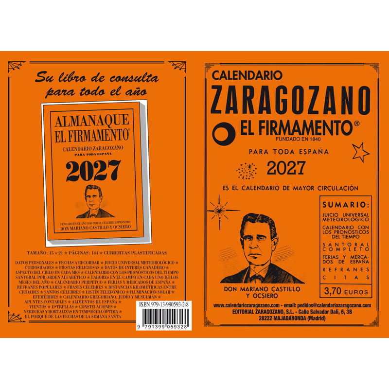 CALENDARIO ZARAGOZANO 2027 - FIRMAMENTO