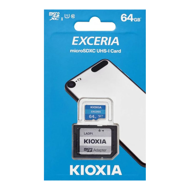 MICRO SD KIOXIA 64GB EXCERIA UHS-I C10 R100 CON ADAPTADOR