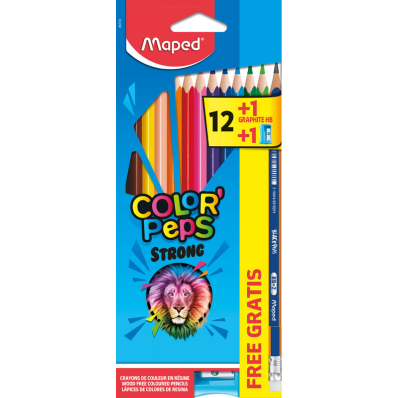 Lapices colores Strong 12 colores + 1 Lapiz + 1 Sacapuntas