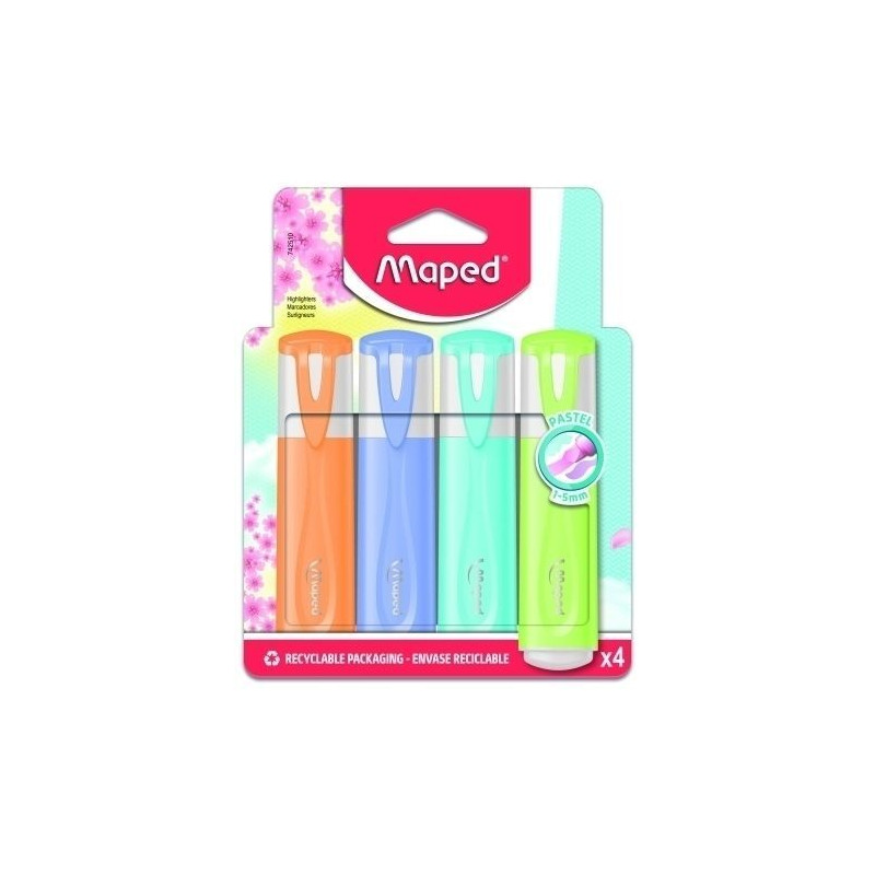 Marcador Fluor Maped Classic Pastel Estuche de 4