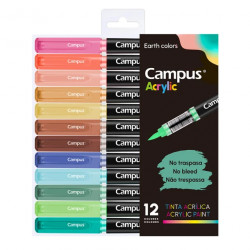 Rotuladores Acrílicos Campus Acrylic Punta Pincel 12 colores Tierra