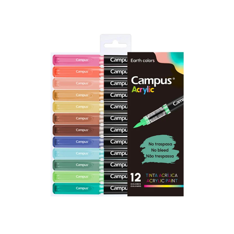 Rotuladores Acrílicos Campus Acrylic Punta Pincel 12 colores Tierra Rotuladores Acrílicos Campus Acrylic Punta Pincel 12 colores Tierra