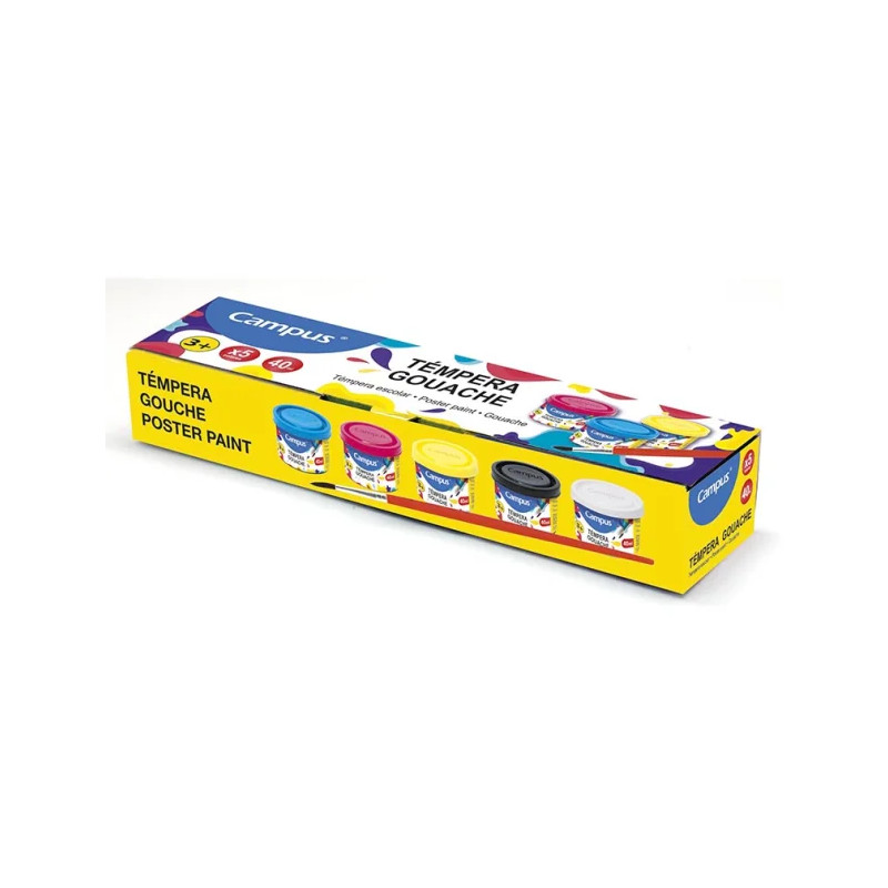 Témpera Campus College 40 ml 5 Colores + Pincel