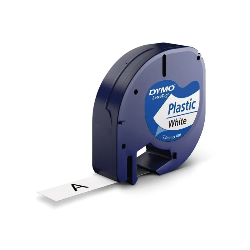 Cinta Dymo Letratag Plástico 12mm x 4m Negro / Blanco