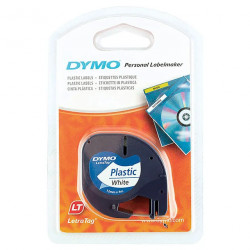Cinta Dymo Letratag Plástico 12mm x 4m Negro / Blanco