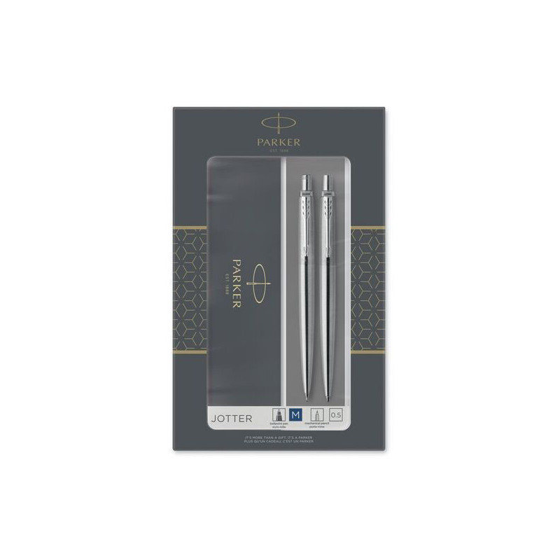 DUO Parker Jotter acero - Boligrafo + Portaminas