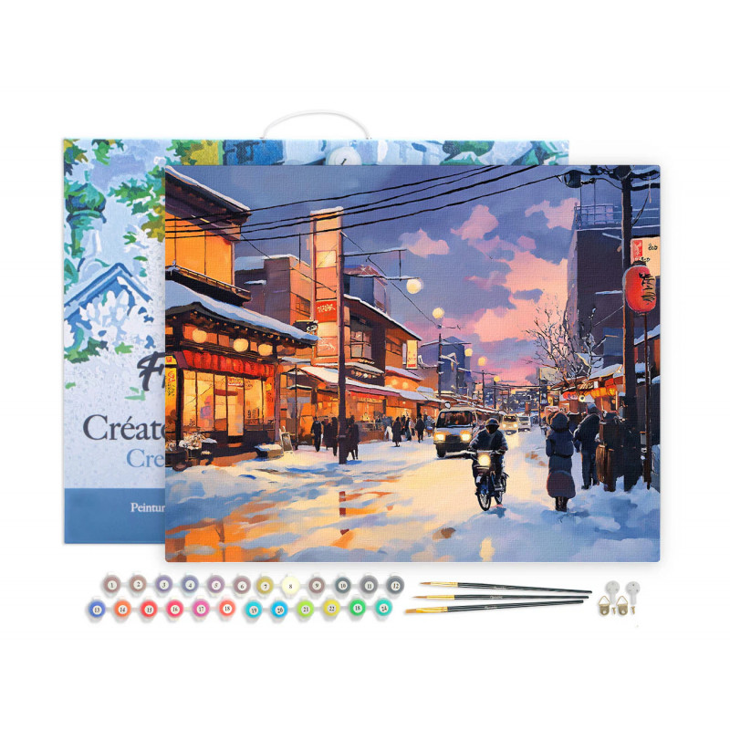 Pintar por numeros: Calle de Invierno Retro en Japón Pintar por numeros: Calle de Invierno Retro en Japón
