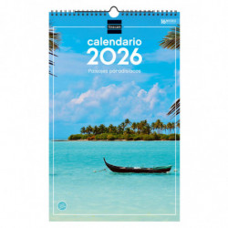 2026 * Calendario Pared Espiral 25X40 Paisajes Paradisiacos