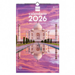 2026 * Calendario Pared Espiral 25X40 Maravillas Mundo