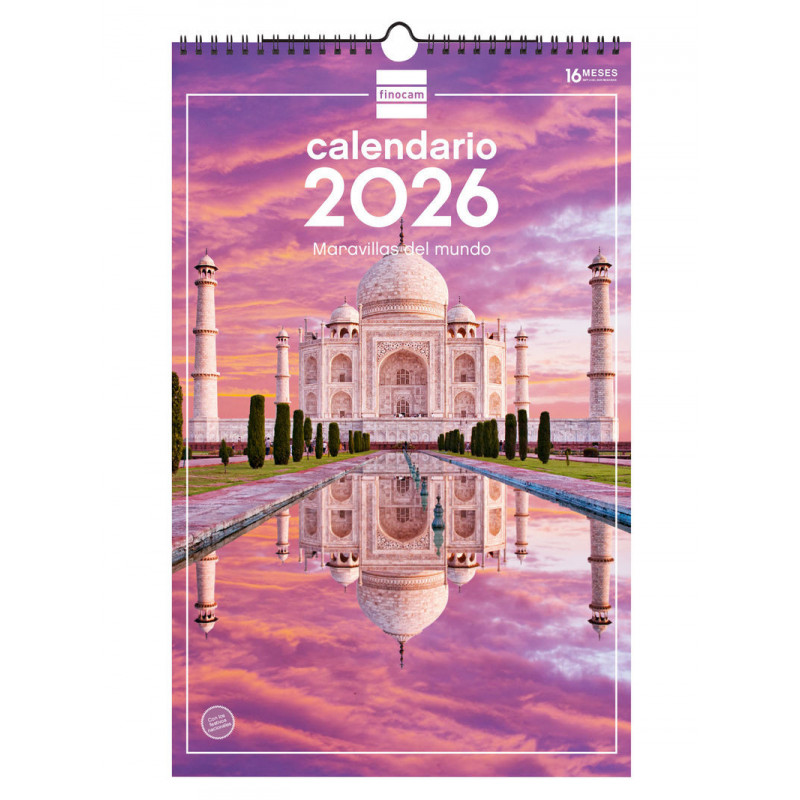 2026 * Calendario Pared Espiral 25X40 Maravillas Mundo