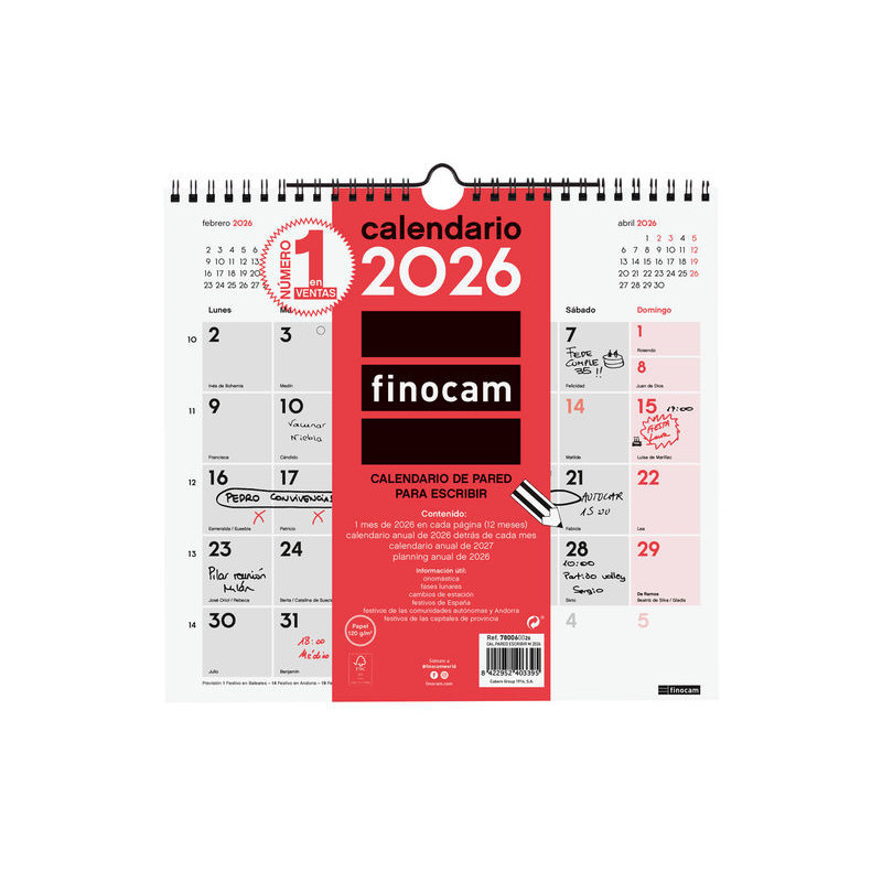 2026 * Calendario Pared Escribir M