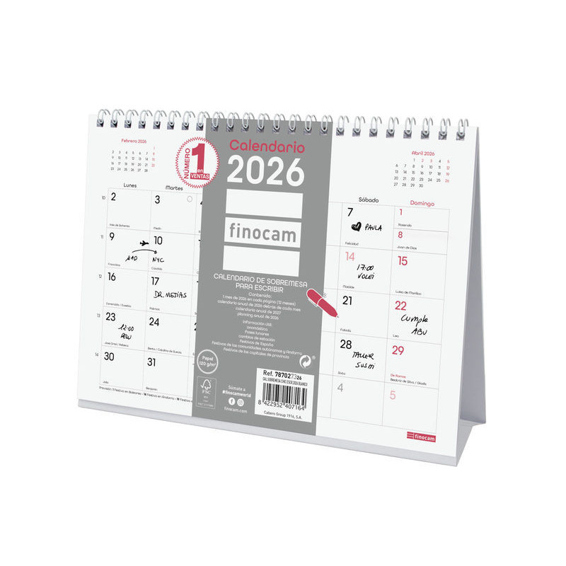 2026 * Calendario Sobremesa Chic Escribir Blanco