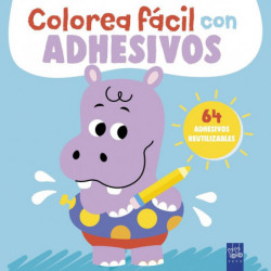COLOREA FACIL CON ADHESIVOS - HIPOPOTAMO